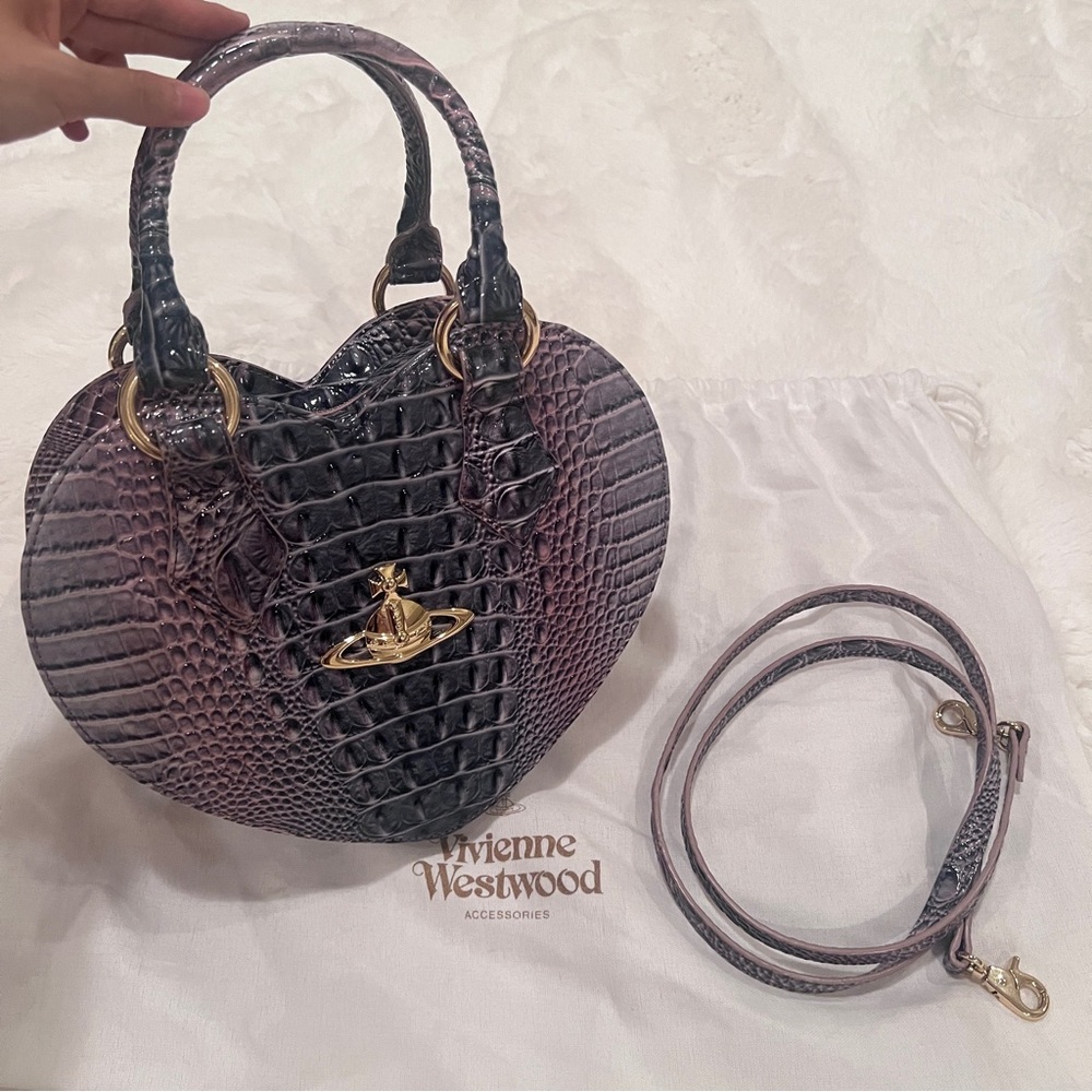 Vivienne Westwood purple Croco heart bag